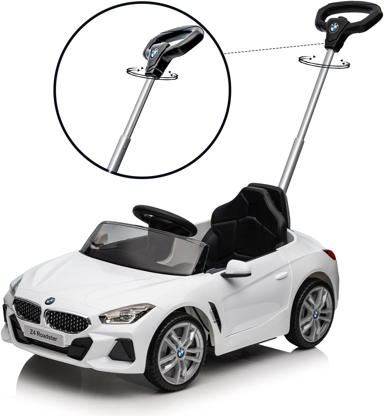 Officially Licensed BMW Z4 Toddler Push Ride-On Car with Adjustable Push Handle, Music Horn & Silent Wheels