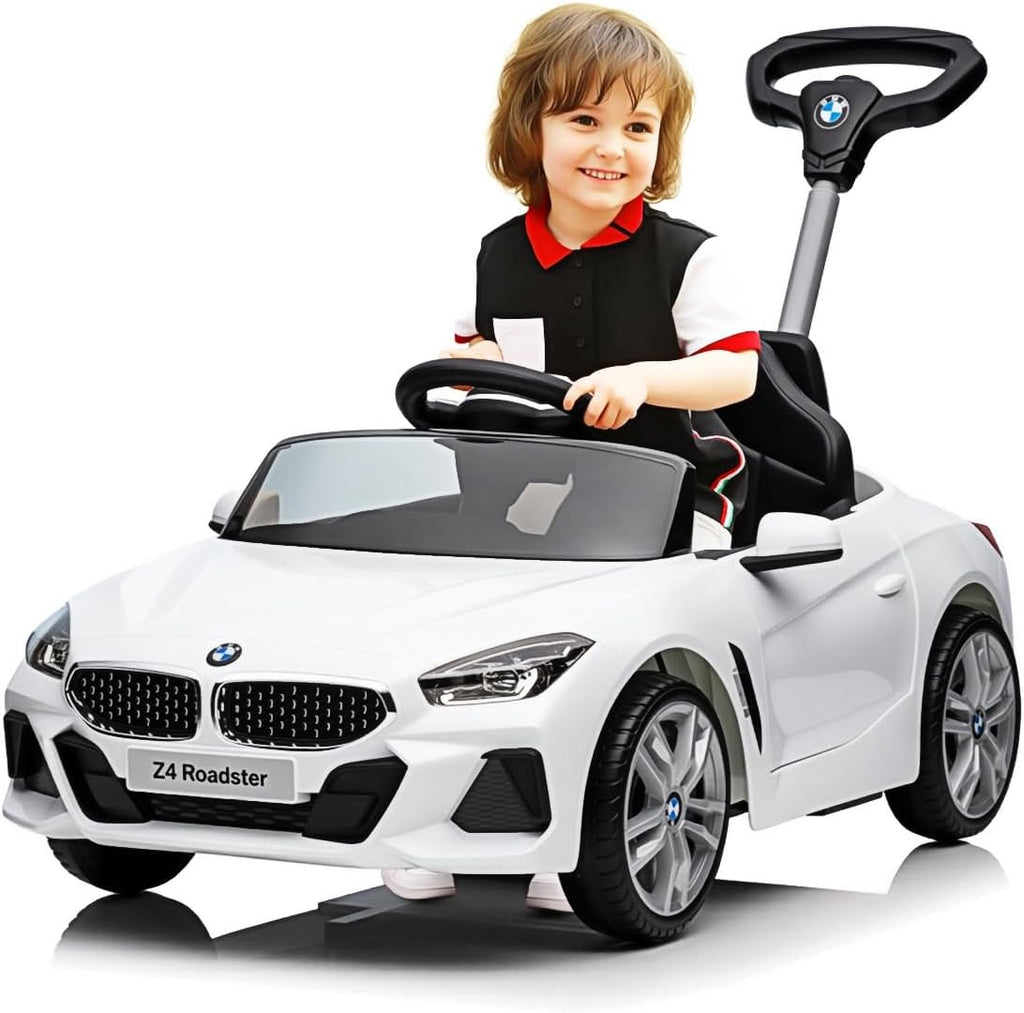Officially Licensed BMW Z4 Toddler Push Ride-On Car with Adjustable Push Handle, Music Horn & Silent Wheels