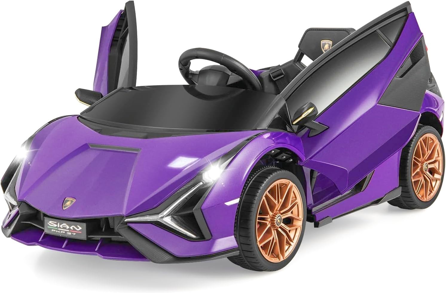 12V Licensed Lamborghini Sian Kids Electric Ride-On Car with Parent Remote, Spring Suspension & MP3 Player