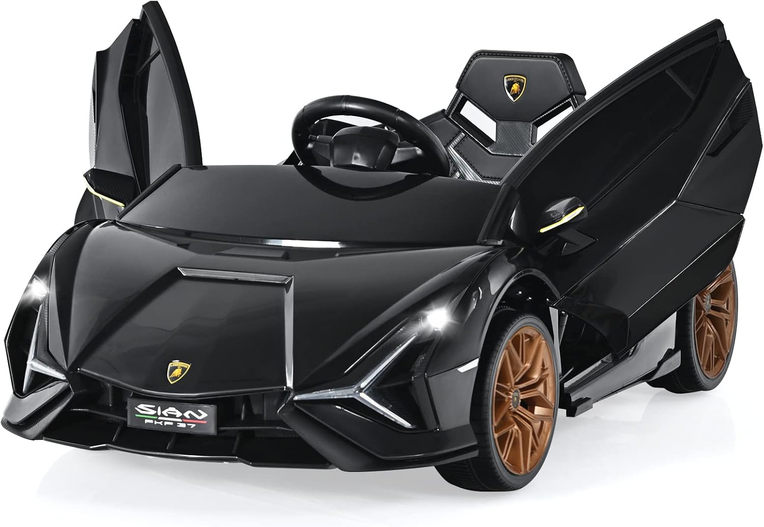 12V Licensed Lamborghini Sian Kids Electric Ride-On Car with Parent Remote, Spring Suspension & MP3 Player