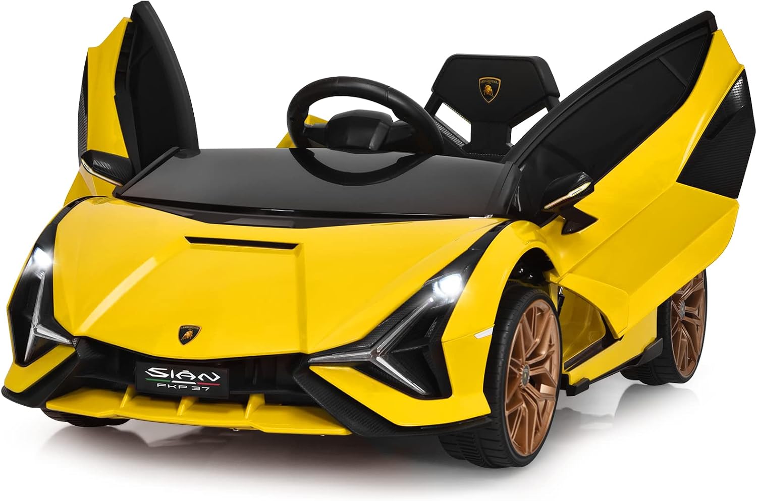 12V Licensed Lamborghini Sian Kids Electric Ride-On Car with Parent Remote, Spring Suspension & MP3 Player
