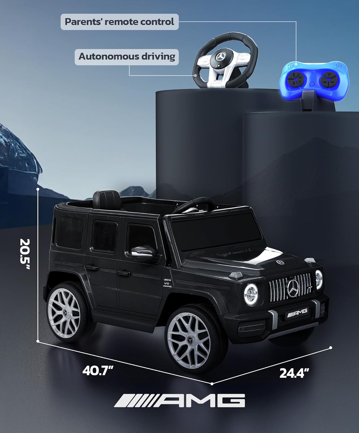12V Licensed Mercedes-Benz AMG G63 Kids Electric Ride-On Car with Parent Remote, LED Lights, Bluetooth & Smooth Start