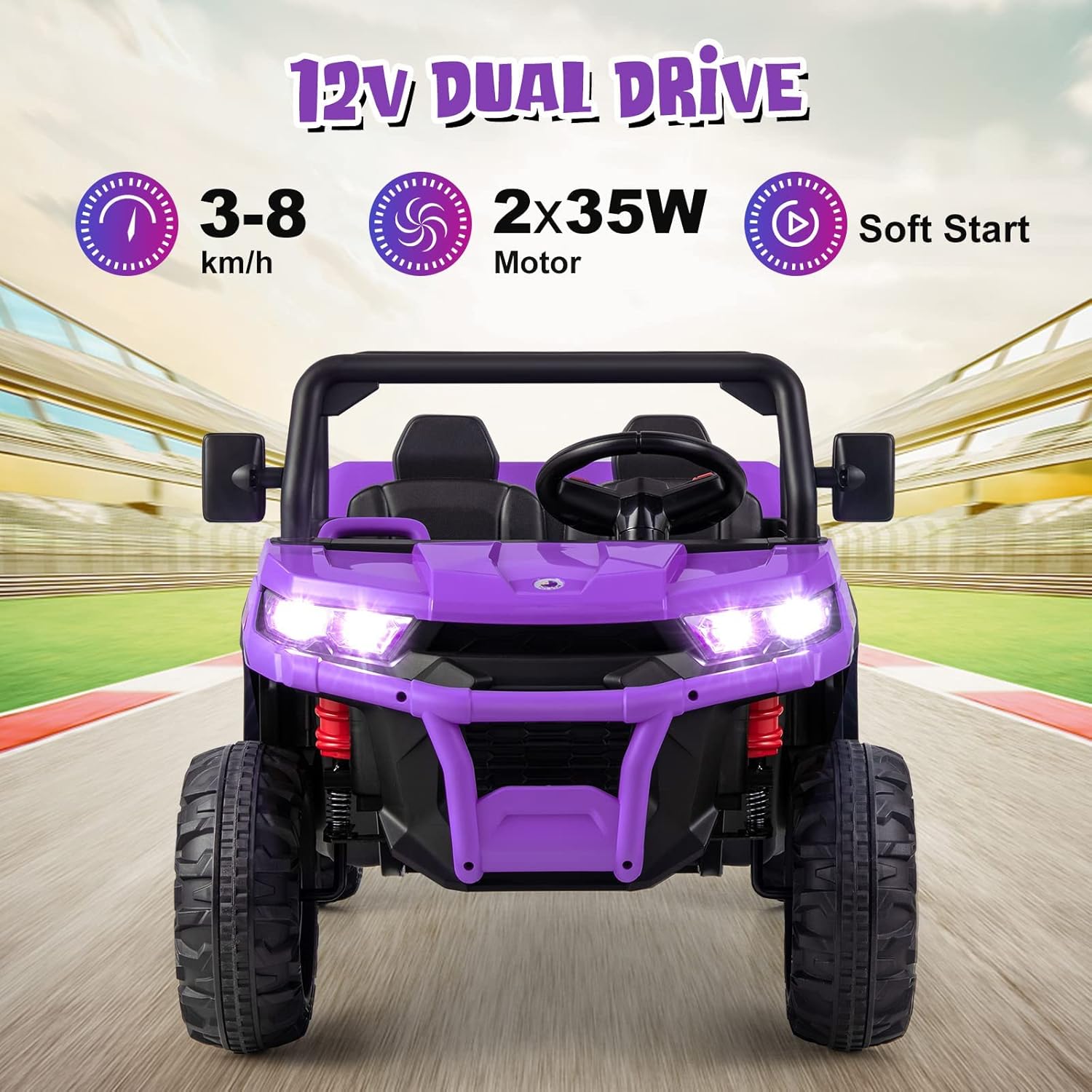 12V 2-Seater Kids Electric Ride-On UTV with Parent Remote, Dump Bed, Music & Rocking Function