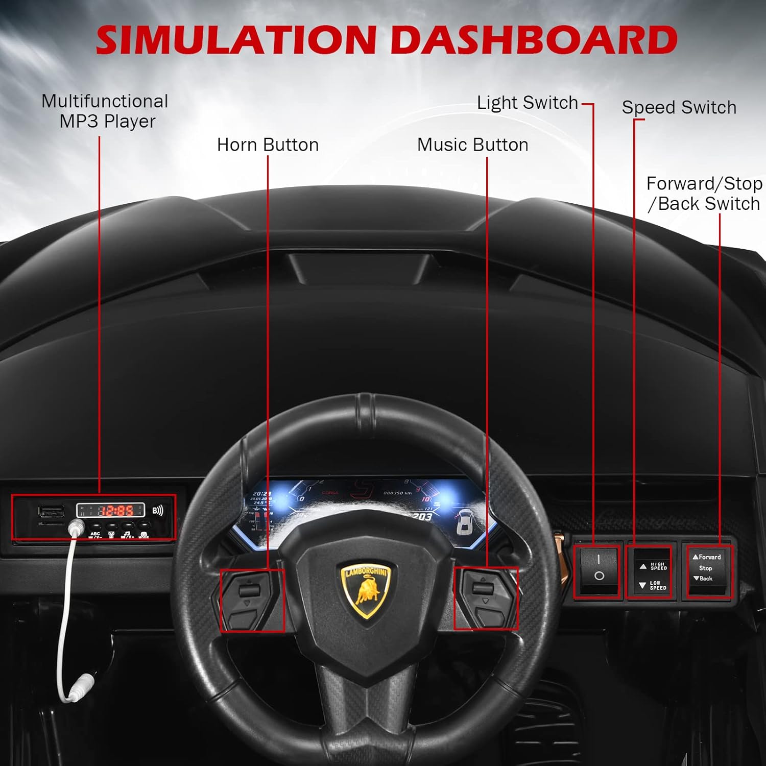 12V Licensed Lamborghini Sian Kids Electric Ride-On Car with Parent Remote, Spring Suspension & MP3 Player