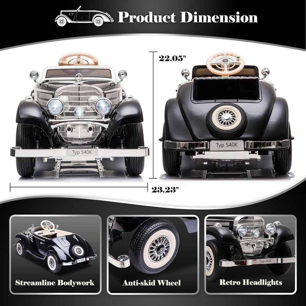 12V 14Ah Kids Electric Ride-On Car with Parent Remote Control, Mercedes-Benz Inspired Design