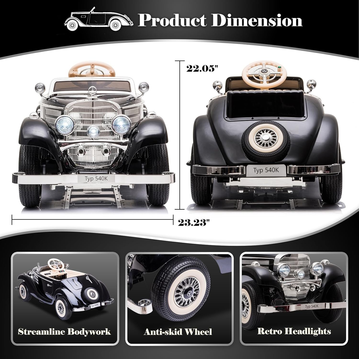 12V 14Ah Kids Electric Ride-On Car with Parent Remote Control, Mercedes-Benz Inspired Design