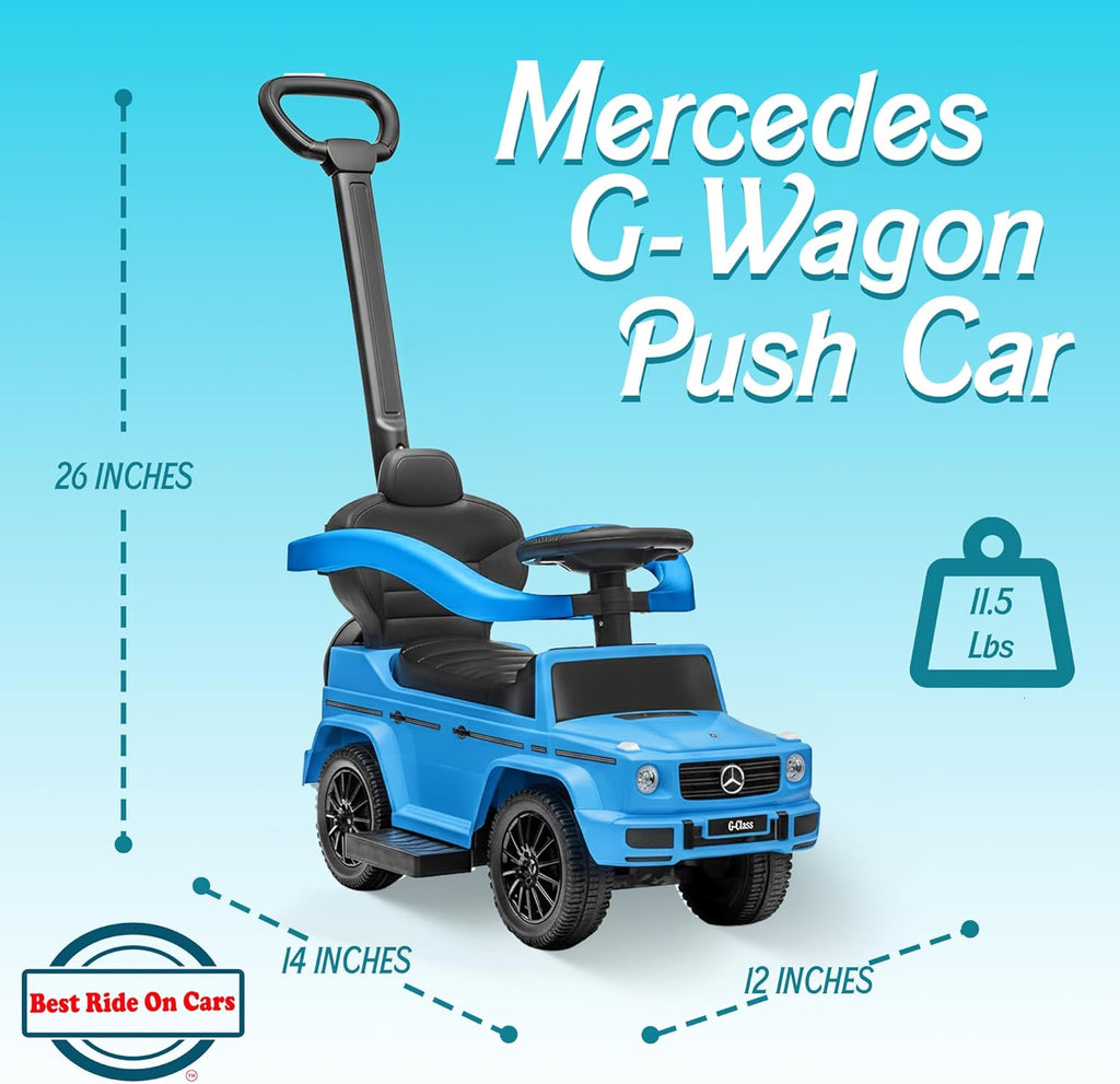 3-in-1 Mercedes G-Wagon Toddler Push Car with Parent Handle, Music & Horn Sounds