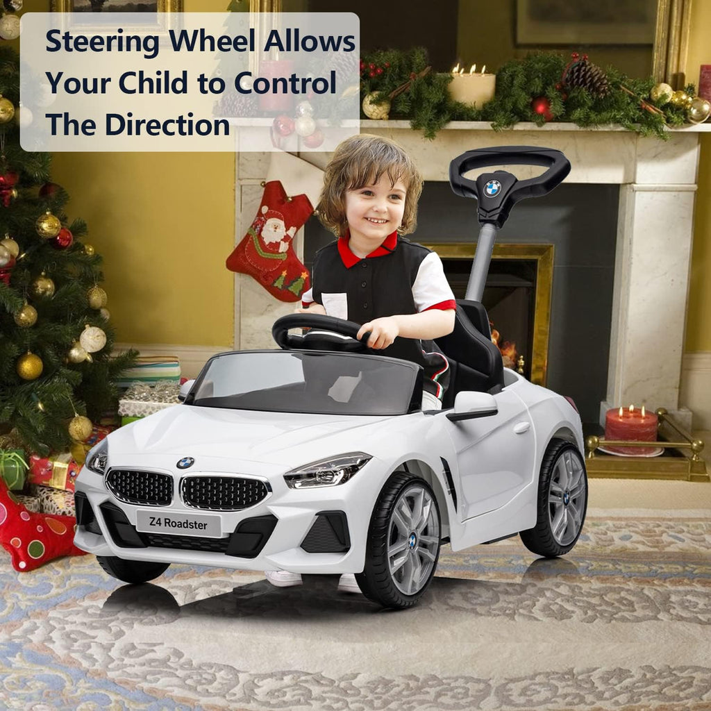 Officially Licensed BMW Z4 Toddler Push Ride-On Car with Adjustable Push Handle, Music Horn & Silent Wheels