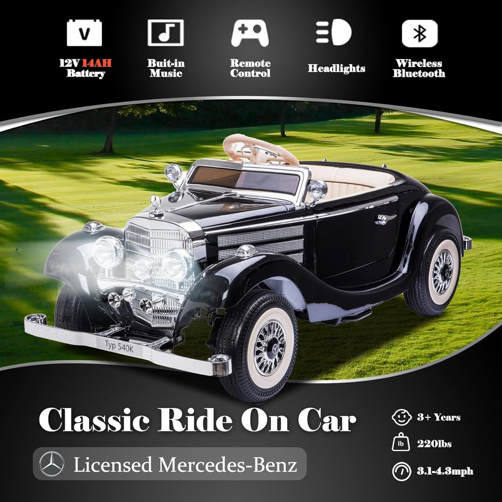12V 14Ah Kids Electric Ride-On Car with Parent Remote Control, Mercedes-Benz Inspired Design