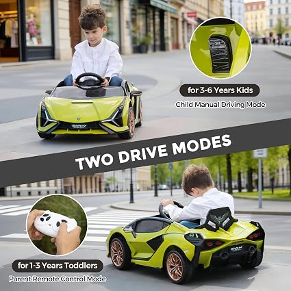 12V Licensed Lamborghini SIAN Kids Electric Ride-On Car with Parent Remote, LED Lights & Safety Belt