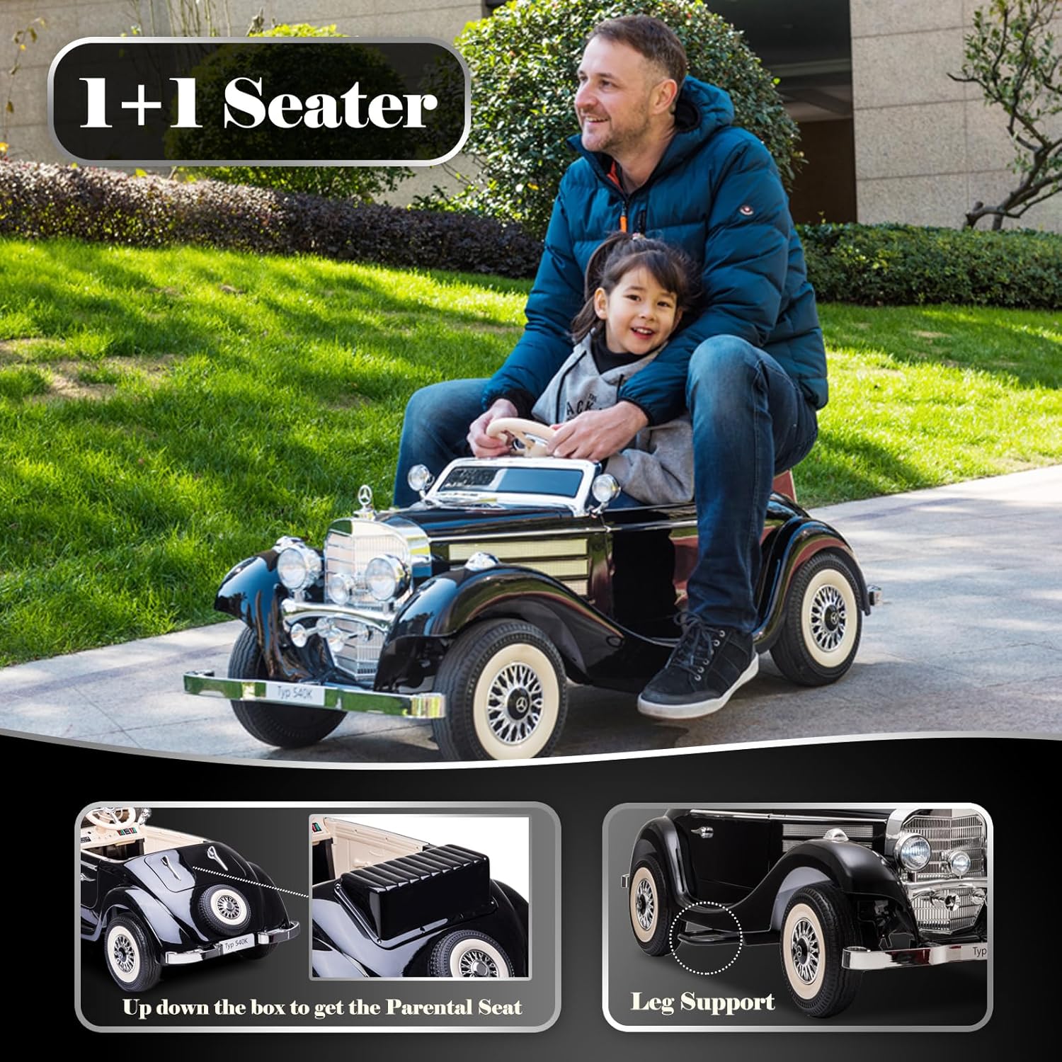12V 14Ah Kids Electric Ride-On Car with Parent Remote Control, Mercedes-Benz Inspired Design