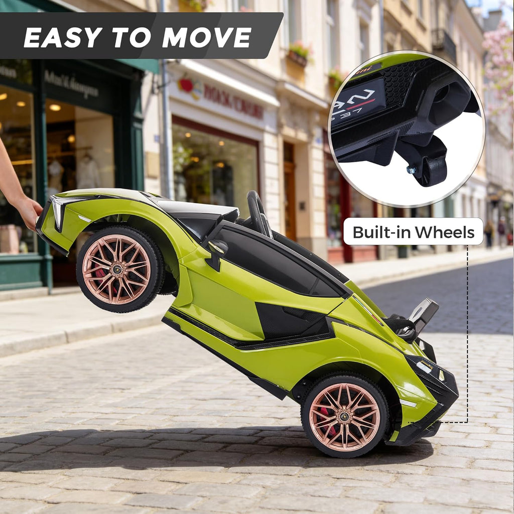 12V Licensed Lamborghini SIAN Kids Electric Ride-On Car with Parent Remote, LED Lights & Safety Belt