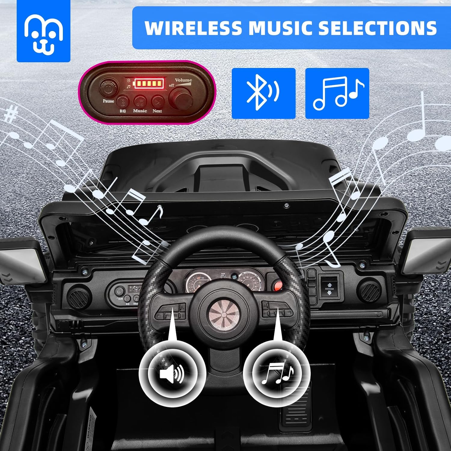 12V Kids Electric Ride-On Truck with Parent Remote, Dual Motors, Bluetooth Music & LED Lights